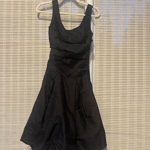 Vera Wang Black 100% Silk Bow Fit & Flare Cocktail Dress Sz 2 (EU 36)
